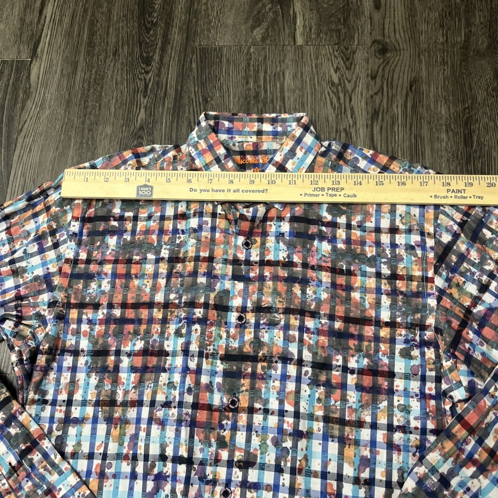 Visconti Black Men Sz M Button Up Blue Paisley Striped Mixed Long Sleeve Shirt - Picture 7 of 14